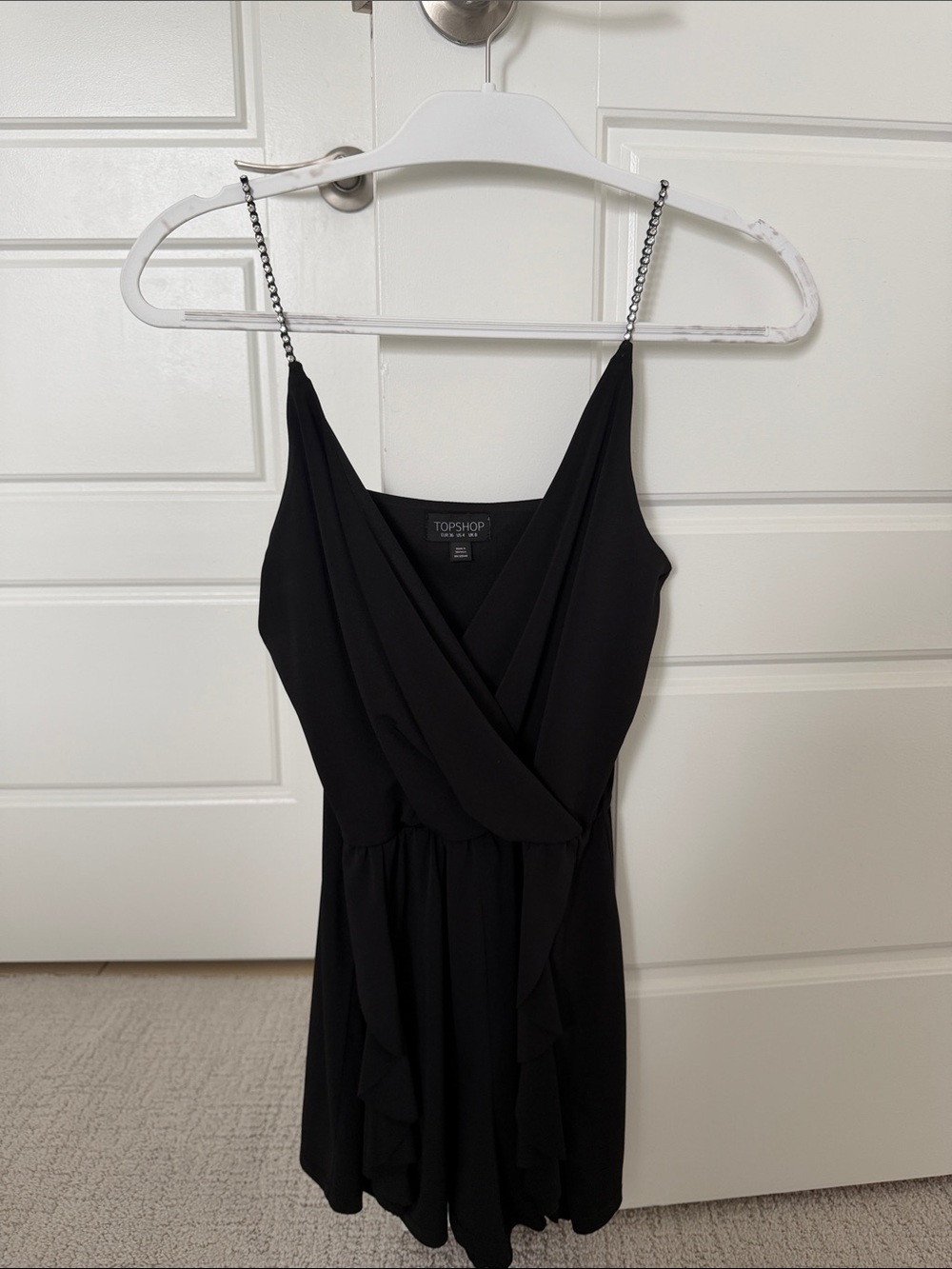 Topshop Black Mini Romper with Chain-Strap Details